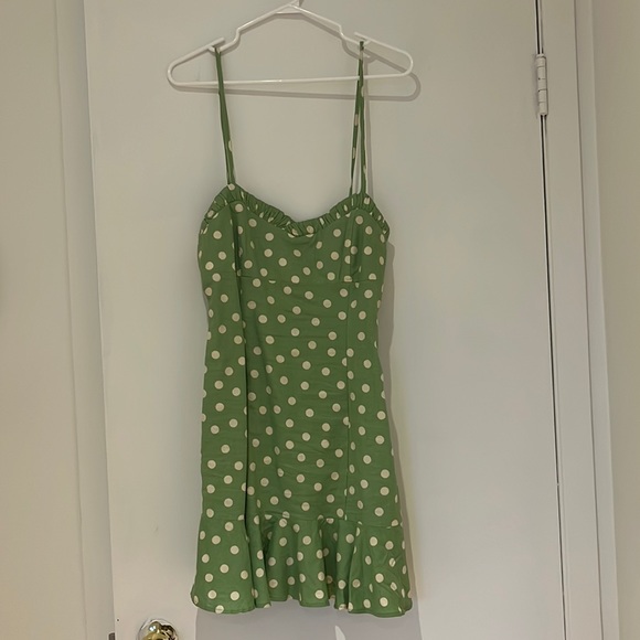 Zara Green Polka Dot Ruffle Dress - Picture 4 of 6